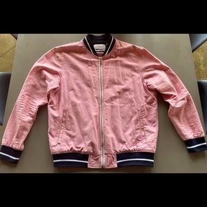 Mens pink bomber jacket (Size L) 100% cotton.Excellent condition.